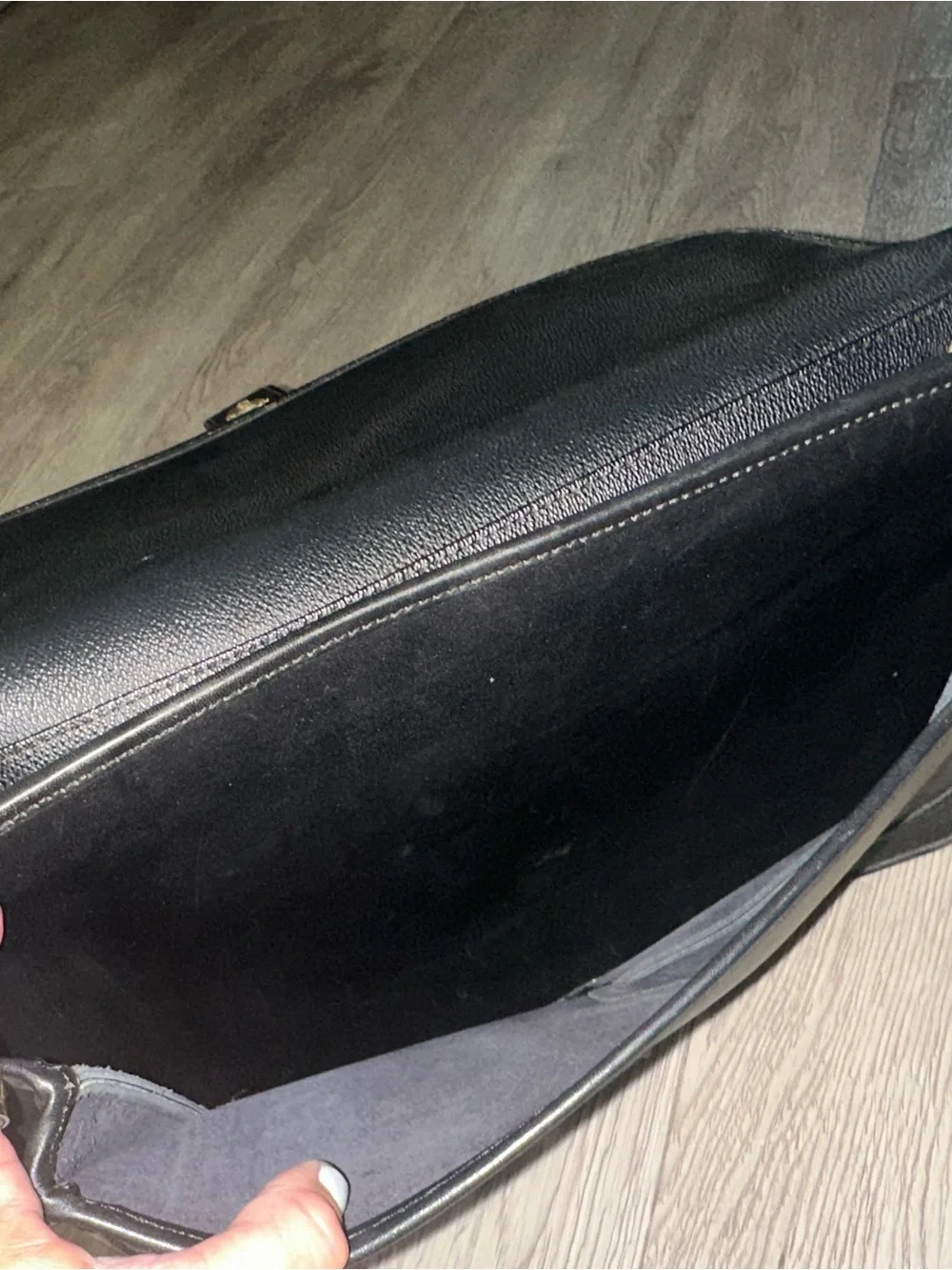 Vtg Black Leather Metropolitan Briefcase Messenger Business Bag
